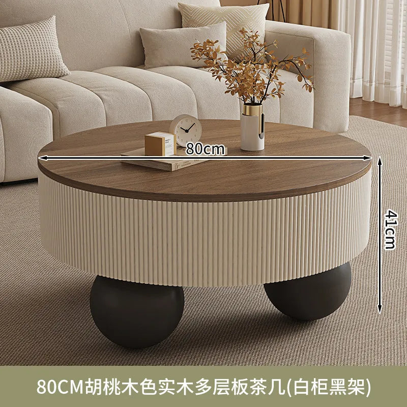 Round Designer Coffee Table Storage Nordic Aesthetic Minimalist Coffee Table Drawers Italian Simple Mesa Auxiliar Home...