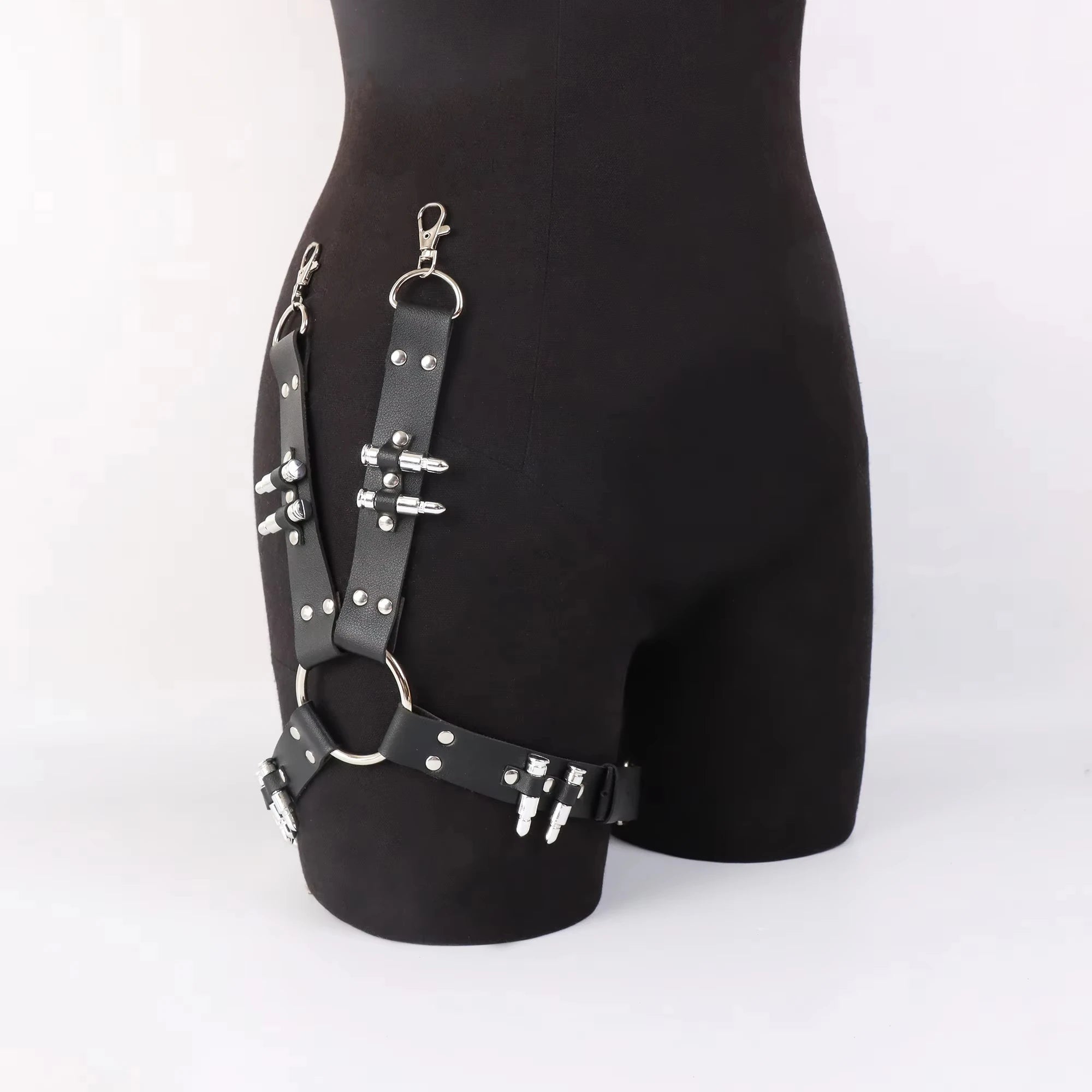 Punk Thigh Garter Belt Black Leather Leg Harness Rave Thigh Straps,Thigh Leg Harness Goth Cosplay - Kimlud