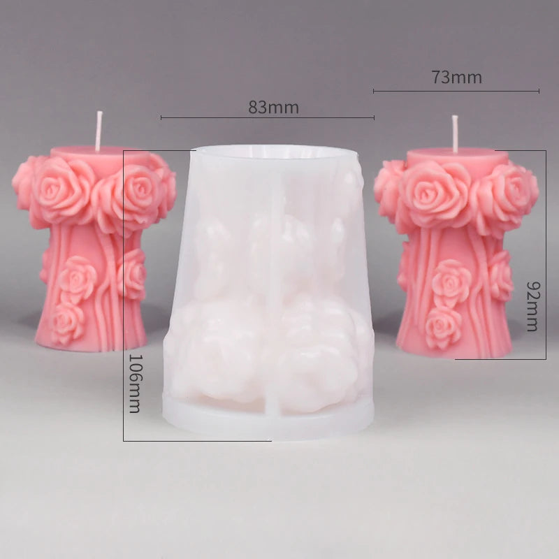 Rose Pillar Candle Mold 3D Rose Flower Silicone Mold Handmade Bouquet of Flowers,Wedding Gift,Home Desktop Decor Mold