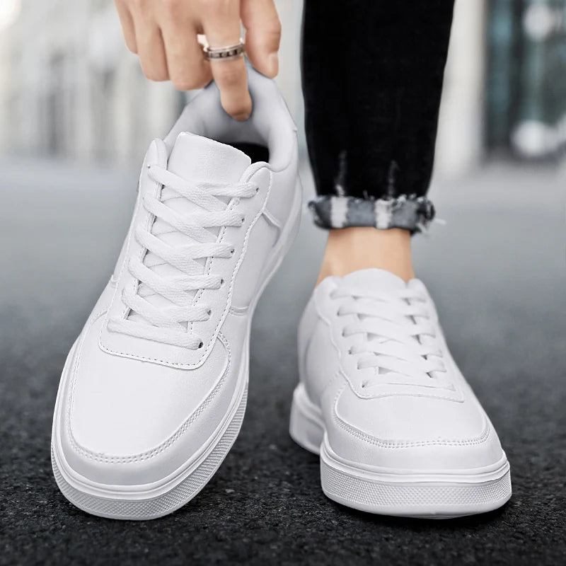 Leather Men White Sneakers Classics Breathable Comfort Casual Shoes Men Fashion Outdoor Running Shoes Couple Footwear Size 36-47 - Kimlud
