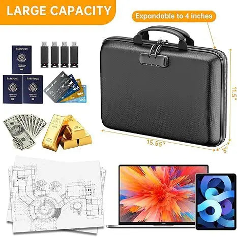 Fireproof Waterproof Document Bag Portable Hard Case for Certificates Passports Gun Safe | Kimlud Luxury Bag