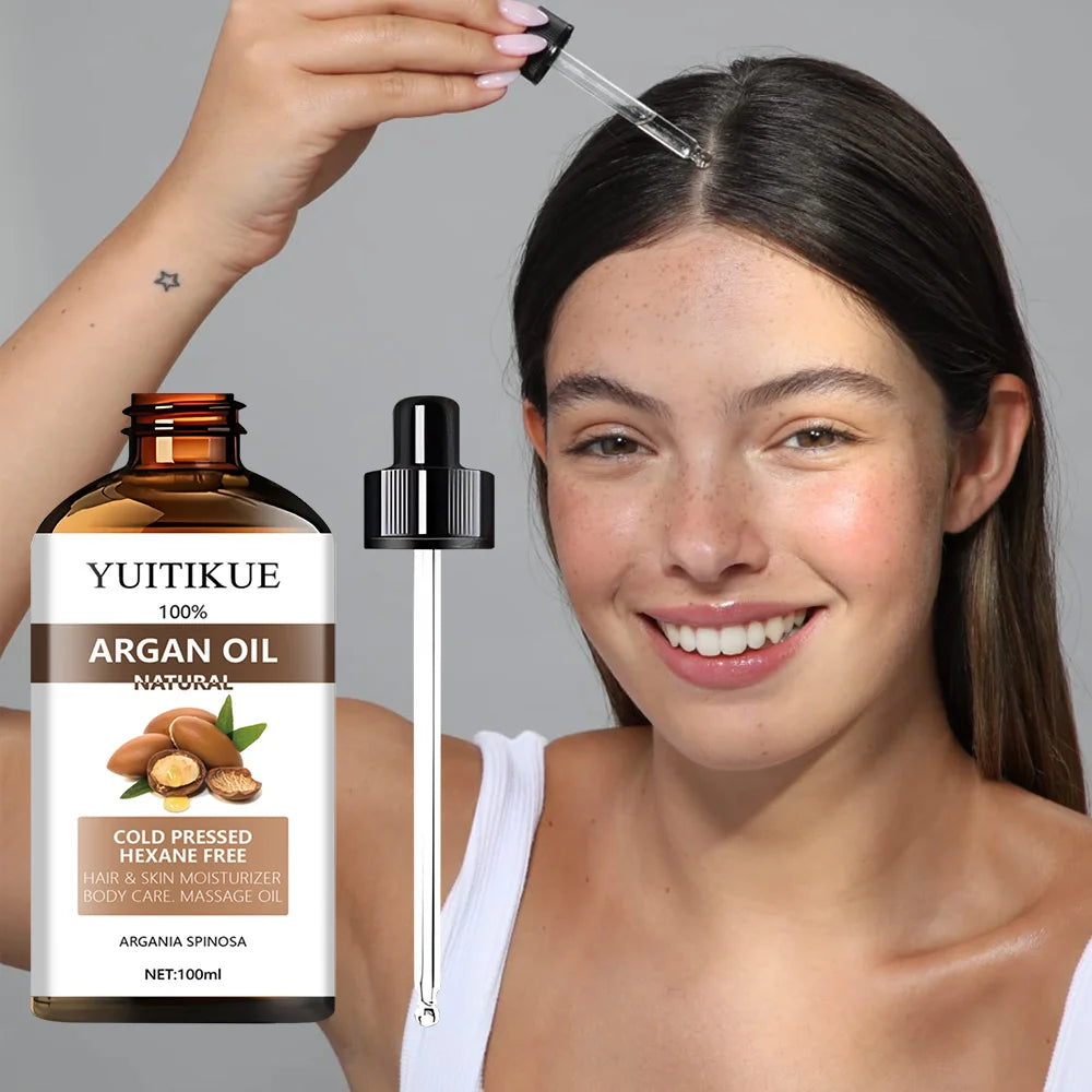 100% Moroccan Argan Oil Serum - Suitable for Hair, Skin, and Body, Enhances Shine and Softness, Multipurpose Moisturizer - Kimlud