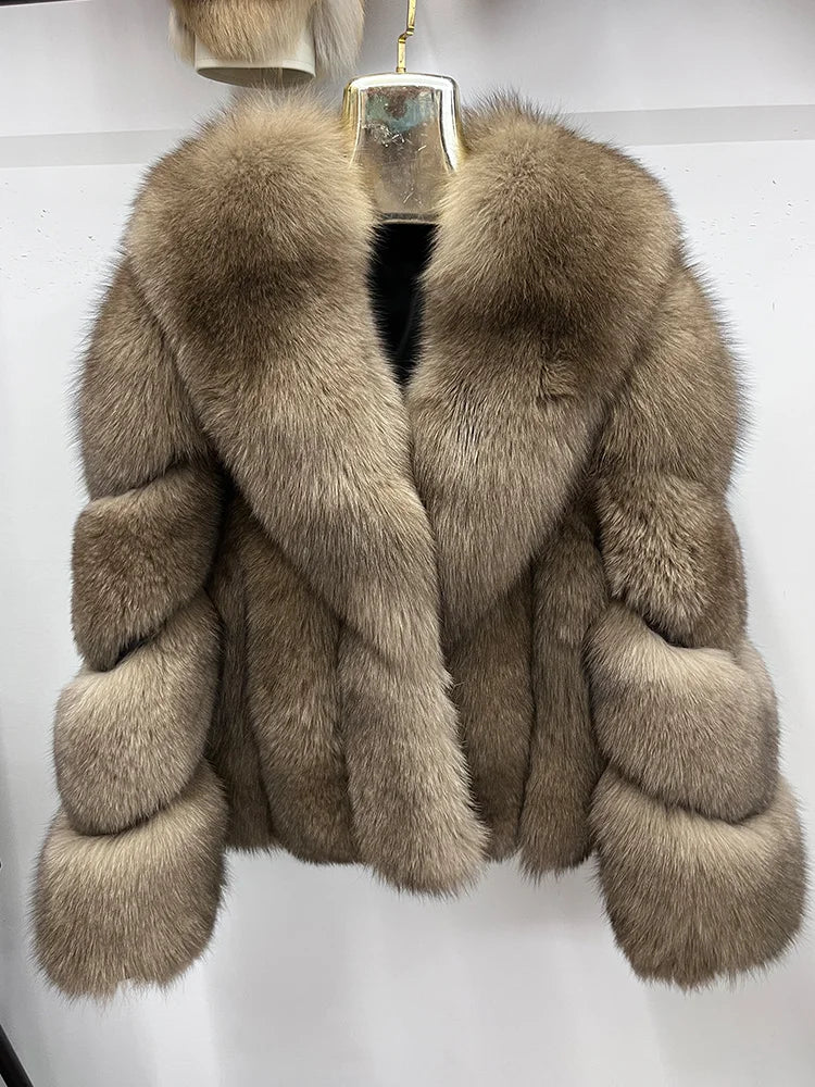 2026 New Women Real Fox Fur Coat Natural Fox Fur Jacket Luxury Fur Coat Mid-length High Quality Long Sleeve Outwear Hot Sale - Kimlud