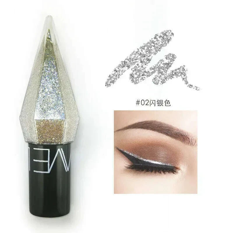 Glitter Diamond Eyeliner Pencil Waterproof Silver Rose Gold Pearlescent Sequins Eye Liner Eyeshadow Pen Eyes Makeup Cosmetics