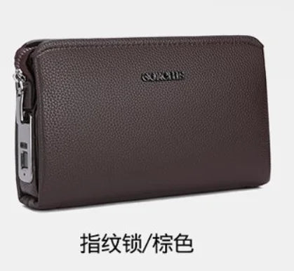 Leather Wallet FL-V1 Men Business Clutch Bag Smart Fingerprint lock Security Anti Theft Handbag Black Safety Men Wallet...