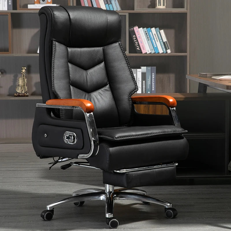 Swivel Office Chair Recliner Vintage Leather Study Arm Office Chair Ergonomic Luxury Cadeira Para Computador Furniture Home