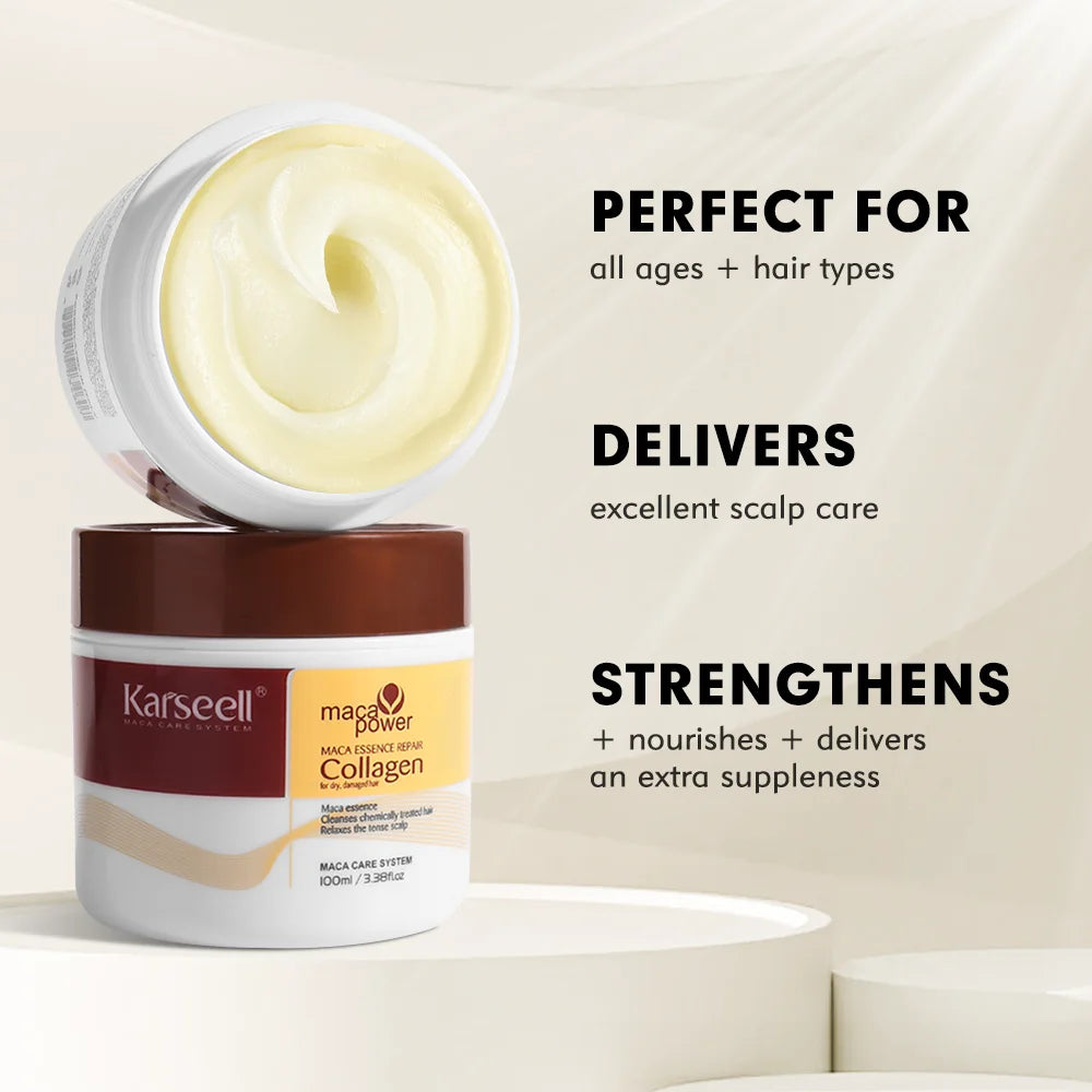 Karseell 100ML Collagen Hair Mask Deep Repair Damage Argan Oil Collagen Hair Treatment Prevent Hair Breakage for All Hair Types