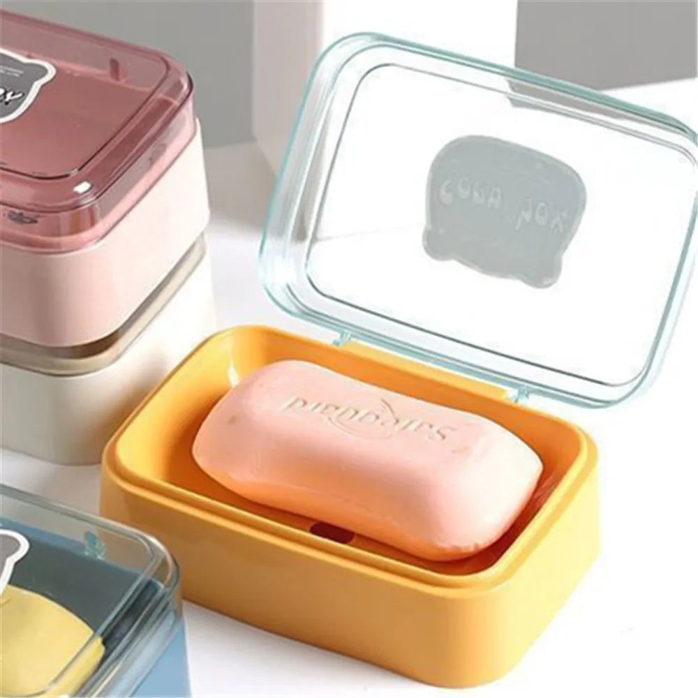 Suction Cup Soap Dish Box For Bathroom Shower Soap Holder with Drain Portable Leaf Shape Toilet Laundry Soap Rack Tray...