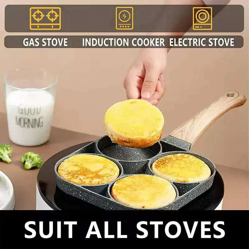 2/4-Hole Egg Frying Pan Non-stick Omelet Pan Egg Pancake Steak Pan Cooking Egg Ham Pans Breakfast Maker Egg Cooker Pan