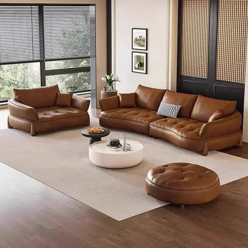 Wood Brown European Sofas Waterproof Armrest Luxury Floor Lounges Couch Puffs Nordic Designer Divani 2 Posti Unique Furniture - Kimlud