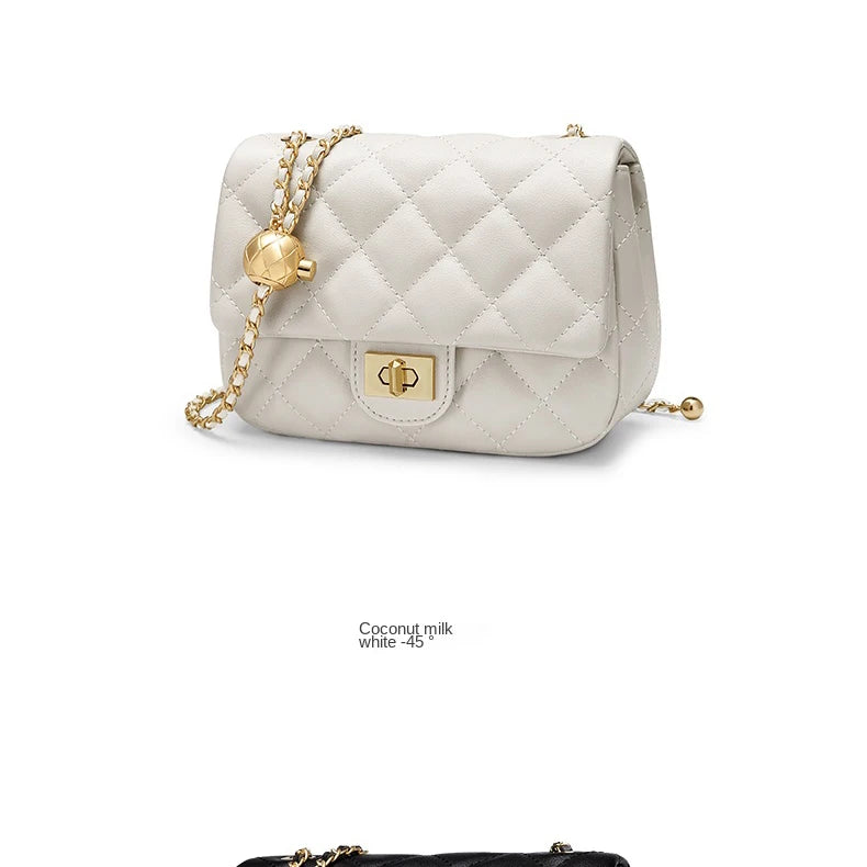 GOLF Lingge Chain Womens Small Square Bag Leather Shoulder Mini Crossbody Bags Banquet Handbag New Fashion Items for Women 2024 - Kimlud