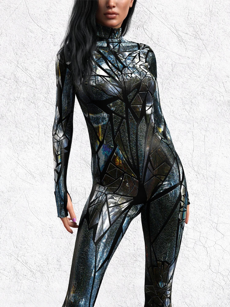 Cyberpunk Future Technology Halloween Carnival Women's Leotard Gothic Cool Jumpsuit 3D Printing Party Role Playing Costume