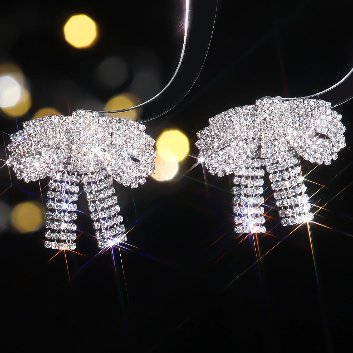 Silver Rhinestones Earrings for Women Sparkly Long Linear Dangle Earrings Dangle Tassels Statement Earrings Bridal Wedding