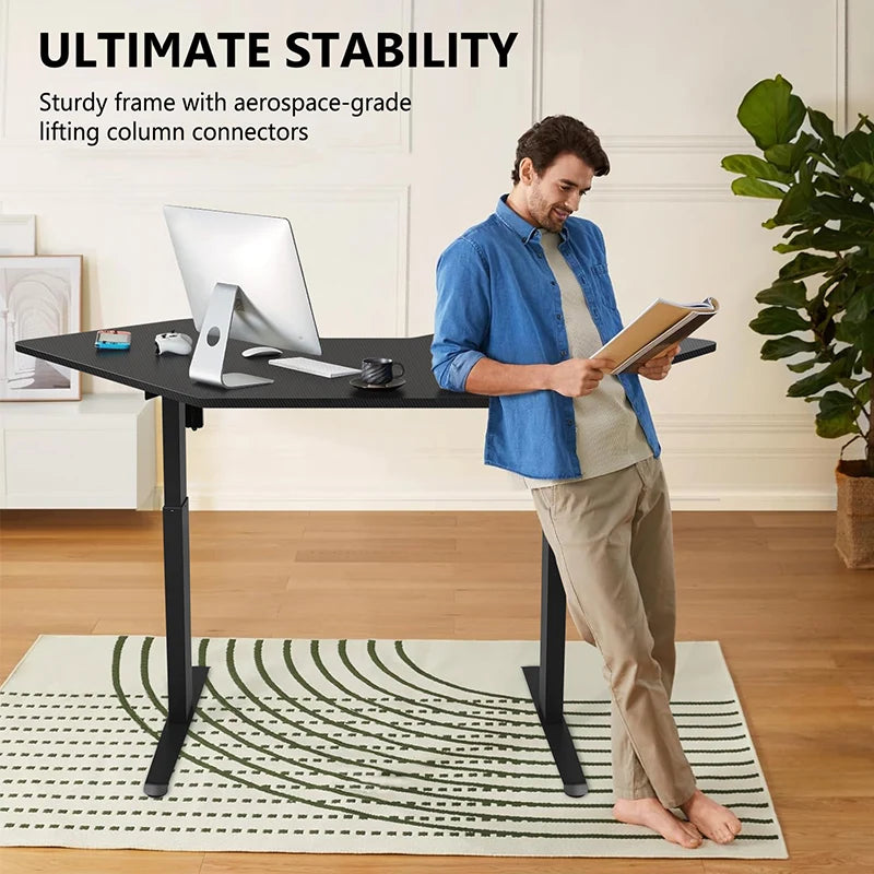 Height-adjustable Desk L Shaped Electric Standing Desk for Study Esports StandUp Corner Computer Desk Home Office Sit Stand Desk - Kimlud