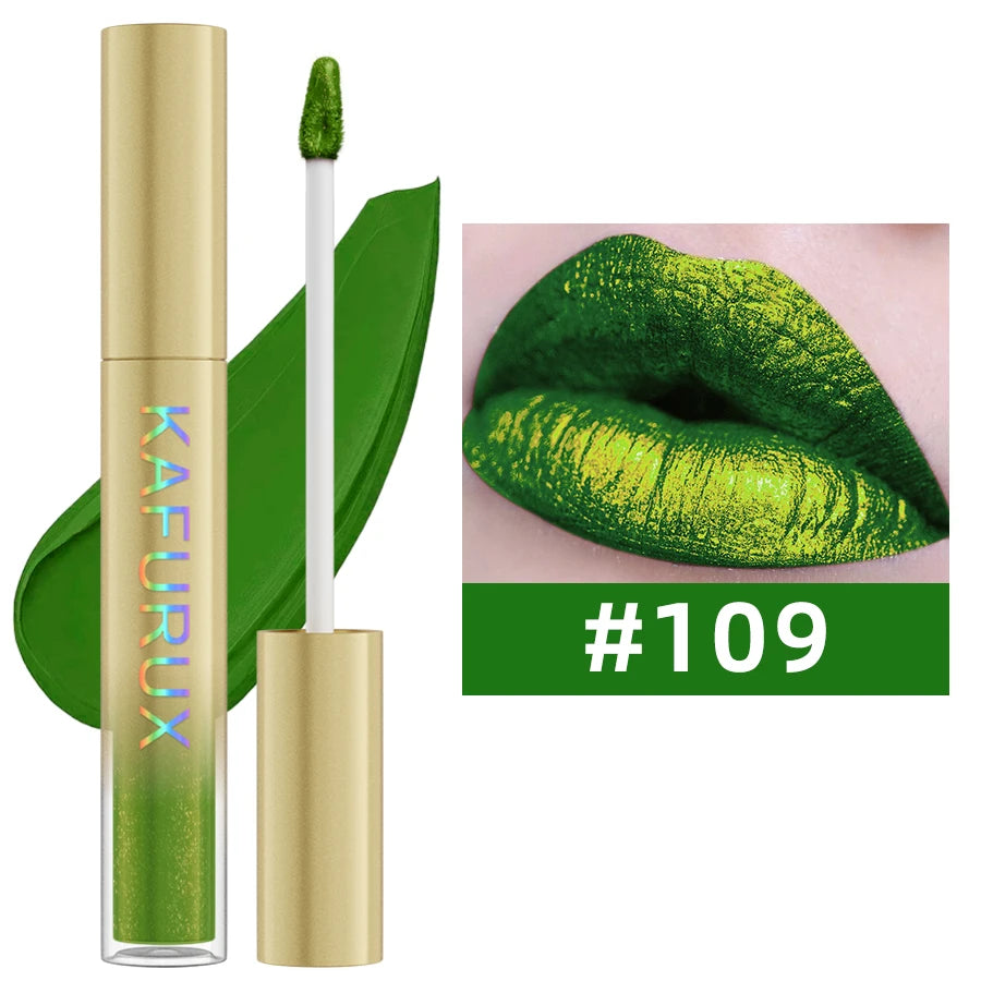 14 Colors Bold Intense Glitter Metallic Lip Gloss Pearlescent Lip Tint,Long Lasting Liquid Lipstick Makeup Gifts for Women Red