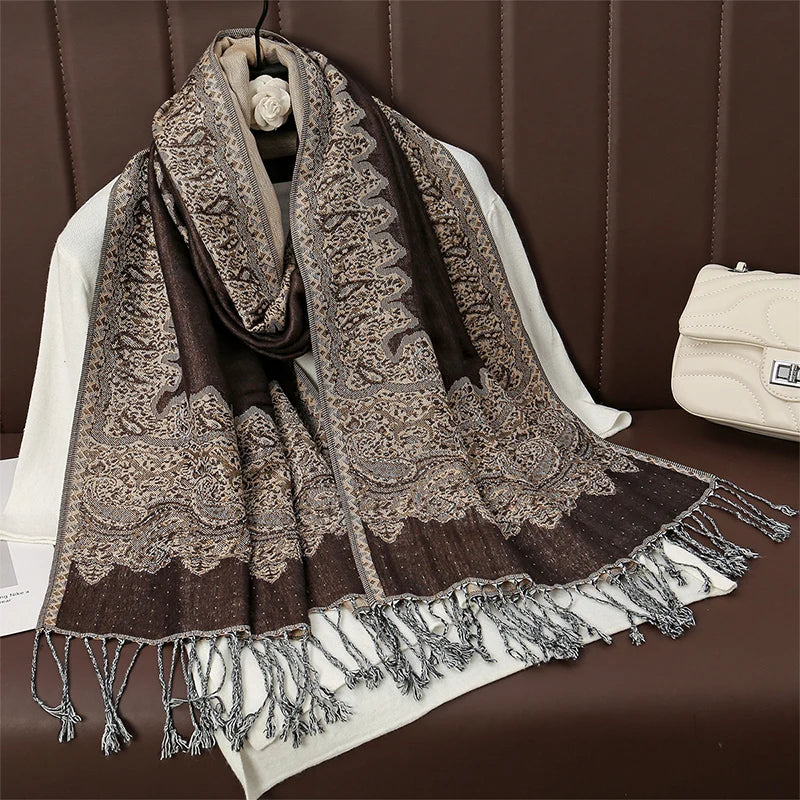 Luxury Brand Autumn Cashmere Pashmina Shawl Lady Wrap Warm Winter Scarves Design Print Female Foulard Cotton Stoles...