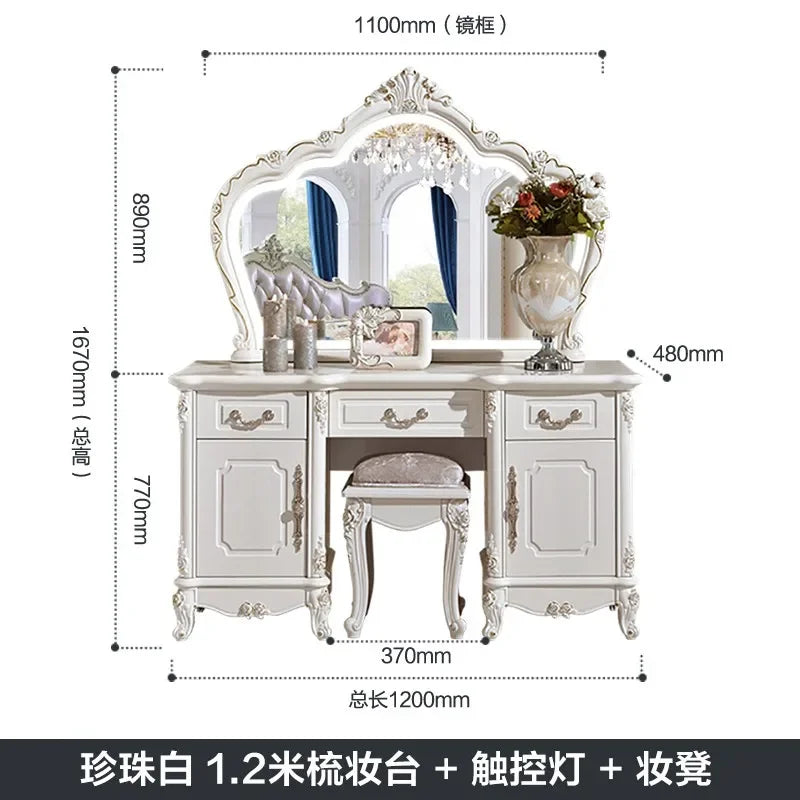 European Luxury Vanity Table Girls Wooden White Tall Vanity Table Makeup Nordic Penteadeira De Maquiagem Bedroom...