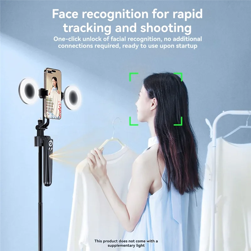 ABKQ-Smart Follow-Up Bracket Handheld Gimbal & Phone Holder Automatic Rotation Follow-Up Artifact Selfie Stick Floor Tripod