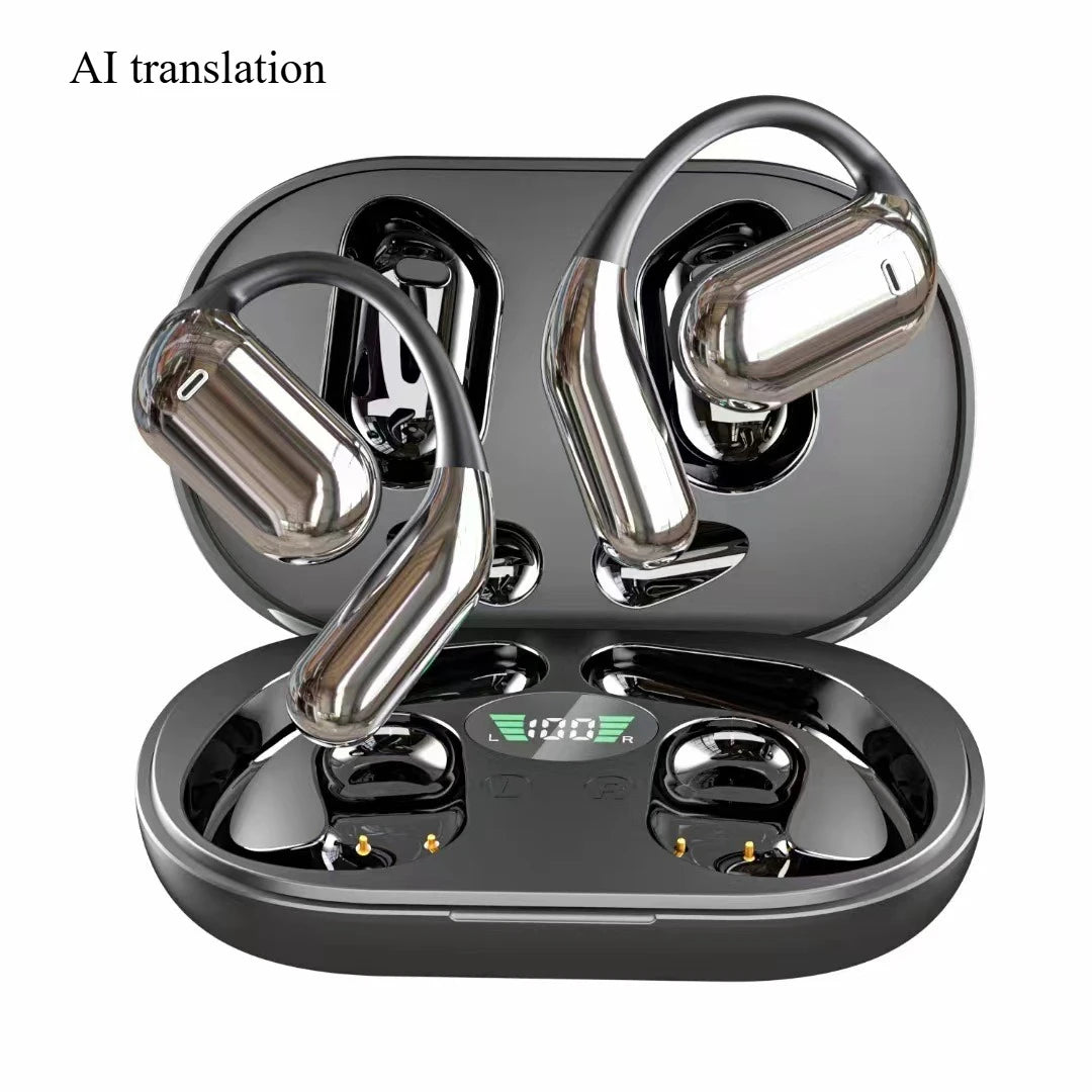 Real Time Translation Earbuds, AI Language Translator Earphone 3-in-1 Accents OWS Earbuds 144 Languages for Travel Business -Q16