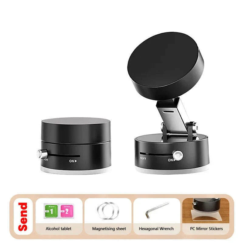 Mini Vacuum Magnetic Suction Cup Holder Car Glass Vacuum Double Sided Magnetic Holder For Iphone Android Smartphone