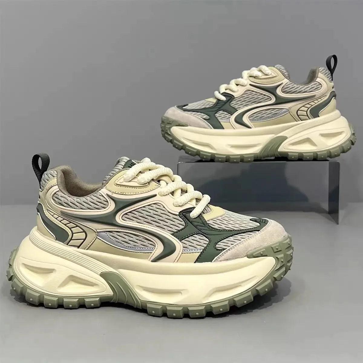 Casual Style Breathable Sporty Men's Shoes Thick Bottom Versatile High-End Lightweight Fashionable Dad Shoes Comfortable Wear - Kimlud