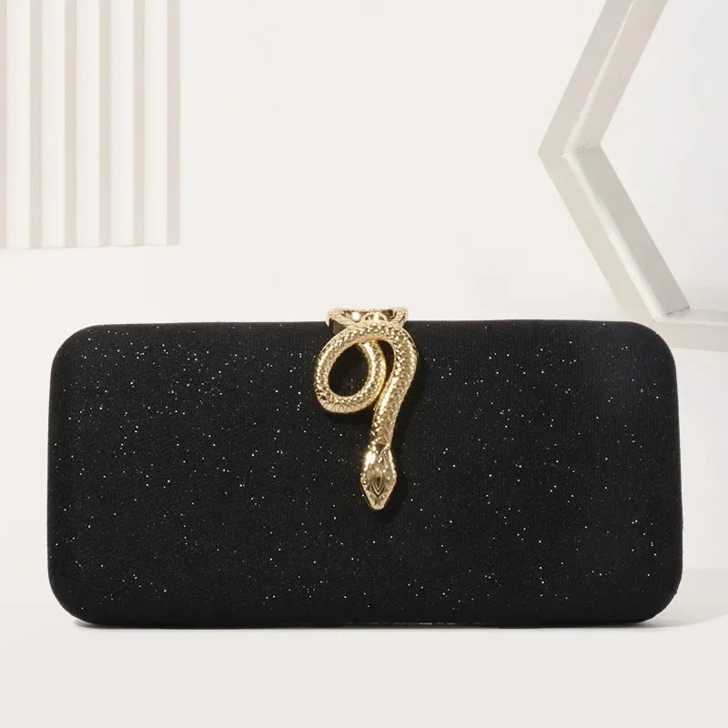 Classic Snake Buckle Evening Purse Women's Sparkling Clutch Bag Annual/wedding Party Handbag Elegant Square Box Bag...