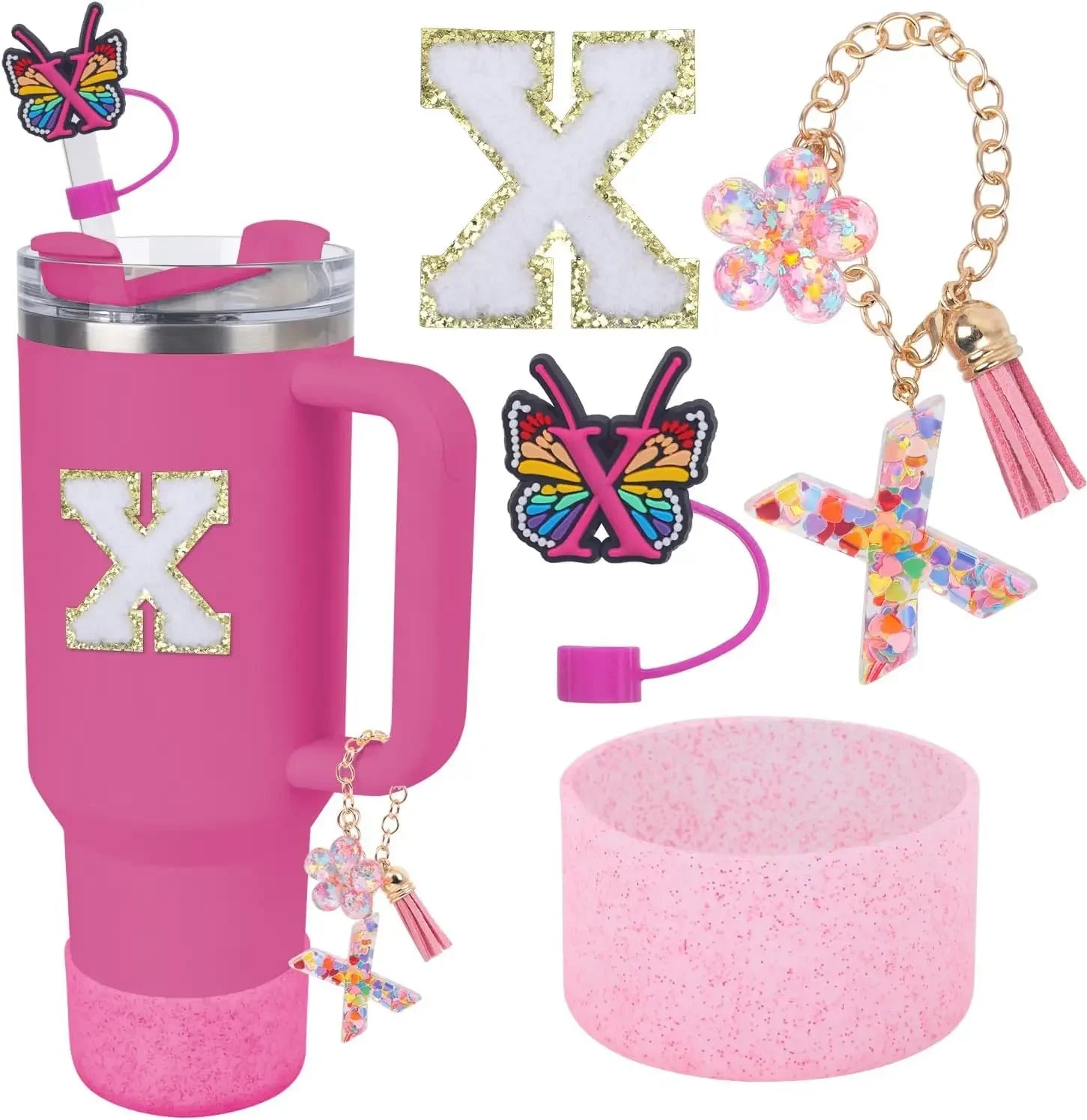 Accessories for Stanley Cup 40oz 30oz Letter Charms for Handle Silicone Boot,Straw Cover Topper & Sticker Charms