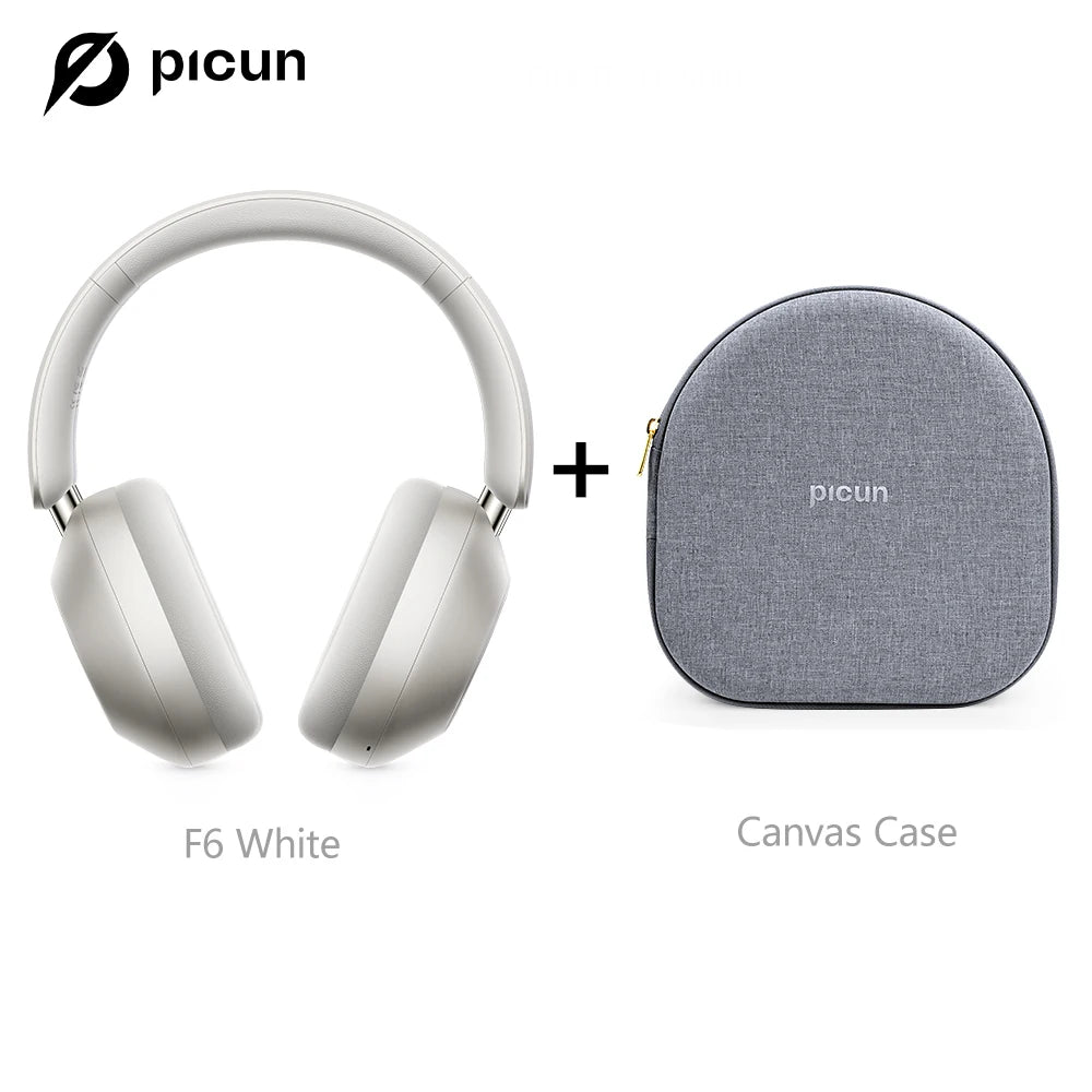 Picun F6 Active Noise Cancelling Bluetooth Headset Hi-Res ANC Head Tracking 3D Audio Wireless Headphones APP Control Low Latency