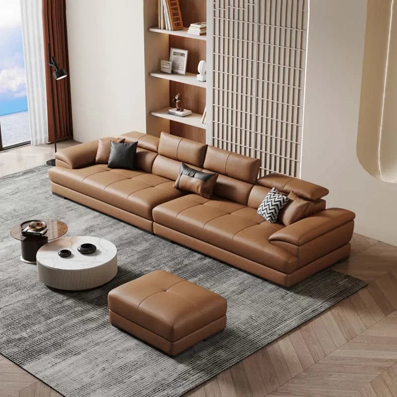 European Living Room Sofa Genuine Leather Sectional Corner Sofas Modular Luxury Sofa Sala De Estar De Luxo Modern Furniture - Kimlud