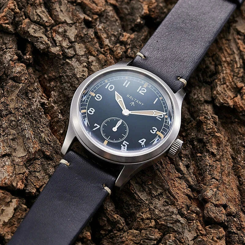 Baltany dirty dozen watch Sapphire 39mm Dail 316L Stainless Steel Case Leather Strap Military Vintage Quartz Wristwatch