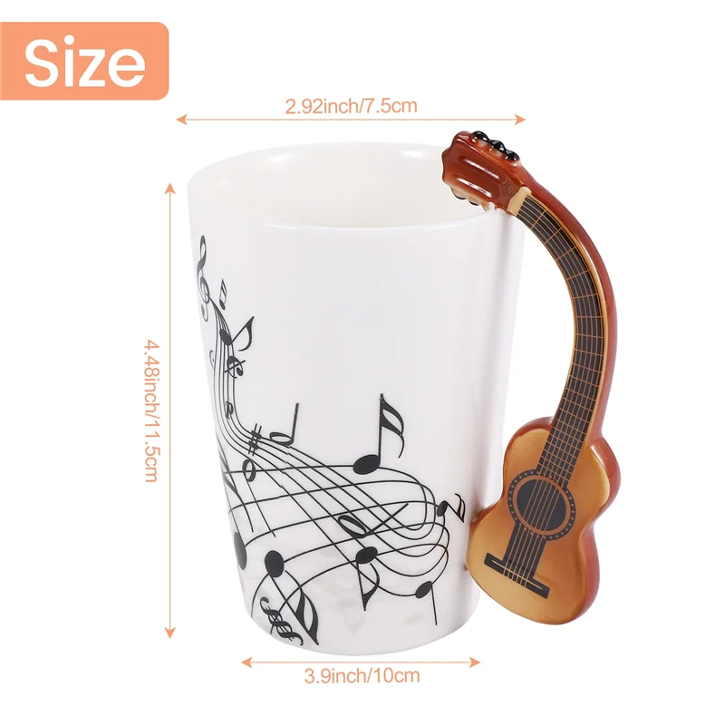 B62B-Creative Novelty Guitar Handle Cup Free Spectrum Coffee Milk Tea Cup Personality Mug Unique Musical Instrument Gift...