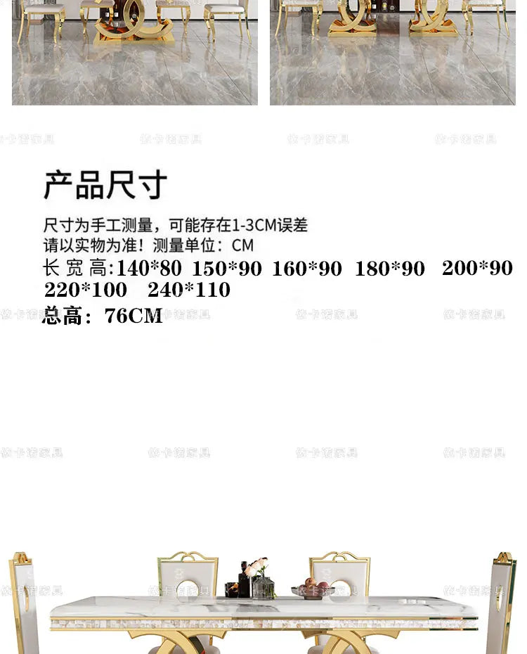 Kitchen Marble Dining Table Restaurant Side Chairs Living Room Study Dining Table Writing Office Muebles Commercial Furniture - Kimlud