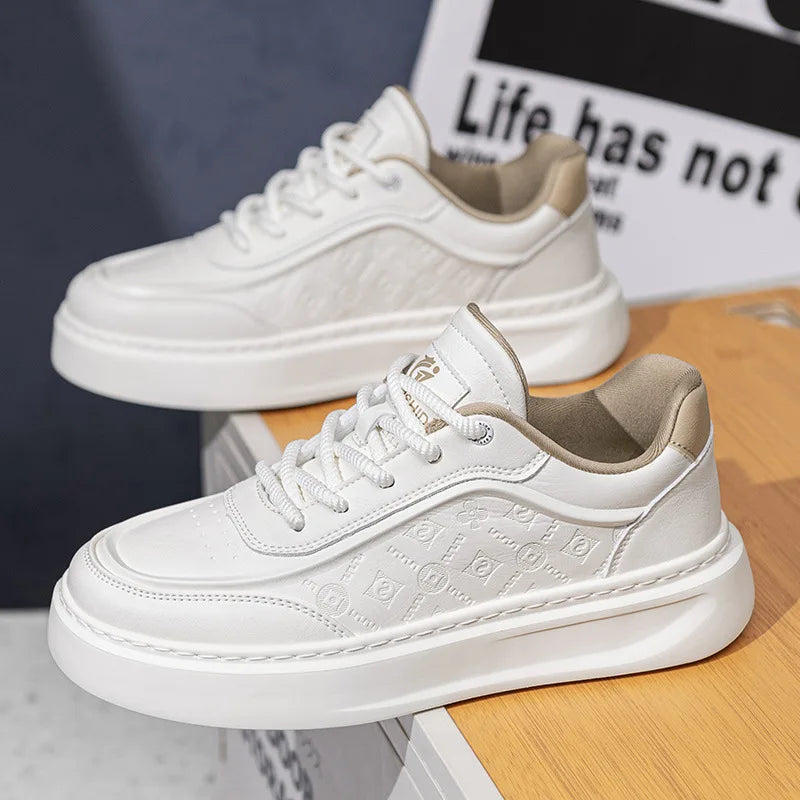 Designer Shoes for Men Leather Casual Platform Shoes White Flat Skateboard Shoes Youth Street Fashion Sneakers