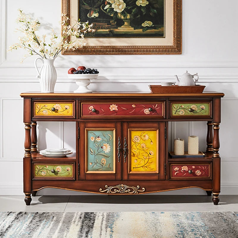 Side cabinet Solid wood American rural entrance cabinet Painted storage | Kimlud Mid Range Cabinet