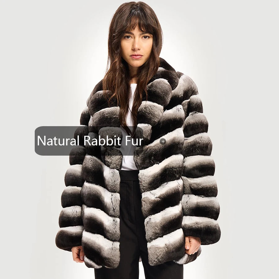 Nature Rex Rabbit Fur Jackets For Womens Real Rex Rabbit Fur Coat With Lapel New Arrivals Real Rabbit Fur Jacket