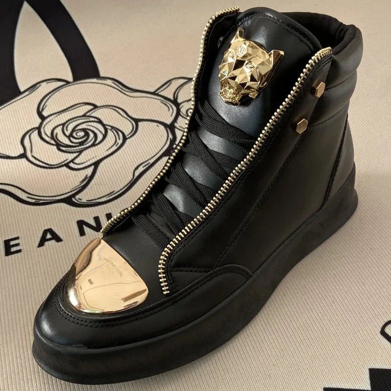 original shoes brand high top casual shoes for man zip decoration casual sneakers mens ankle boots sports hip-hop running shoes - Kimlud