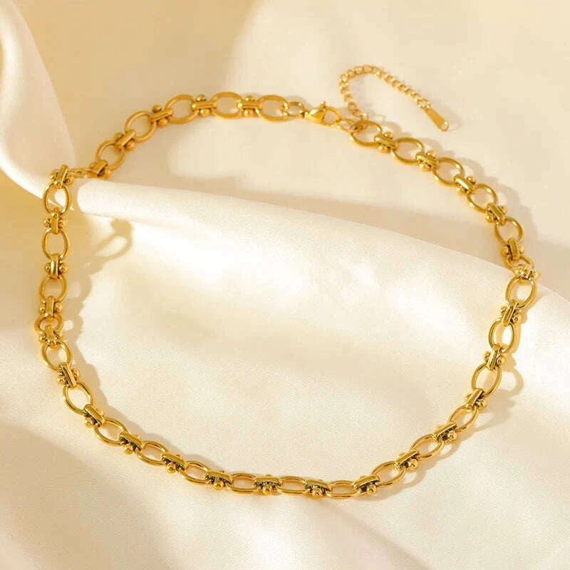 EILIECK 316L Stainless Steel Metal Chain Necklace For Women Fashion 18K Gold Plated Neck Chain Waterproof Jewelry Lady Gift