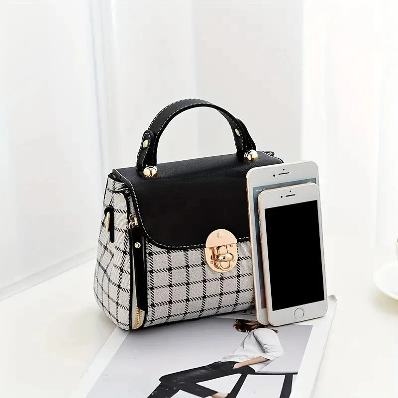 Women Trendy Flap Shoulder Bag PU Leather Crossbody Bag Simple Plaid Designer Messenger Bag Small Purse and Handbags Pouch
