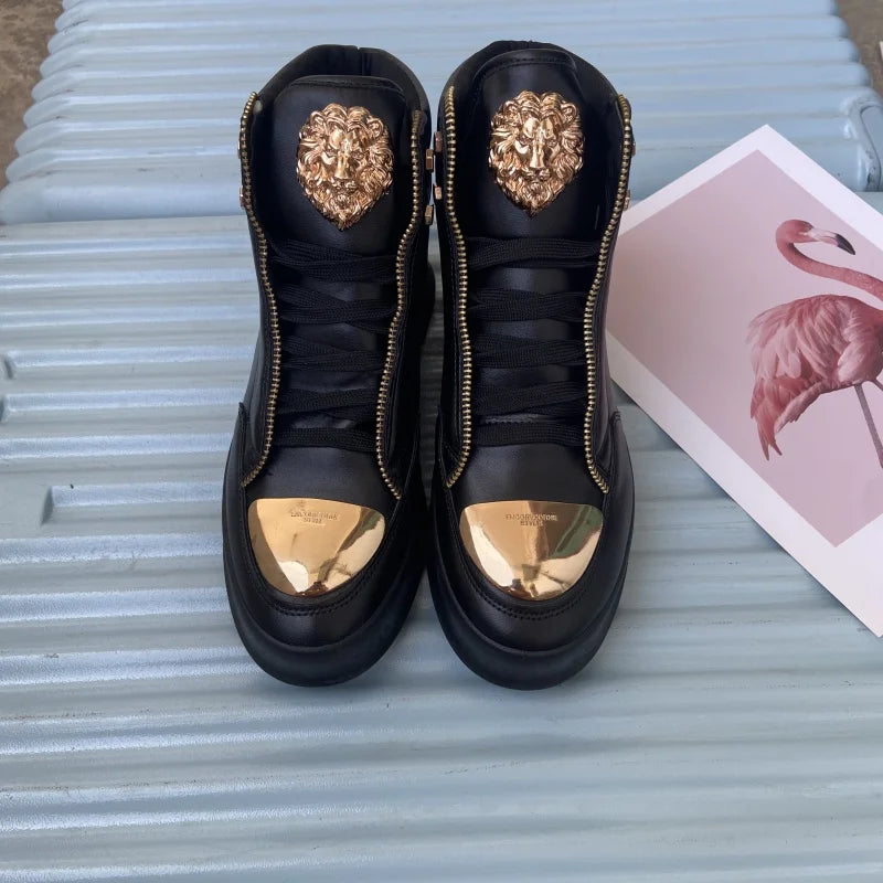 Zip decoration casual sneaker designer shoes for man luxury brand trainers running shoes high top sports casual ankle boots men - Kimlud