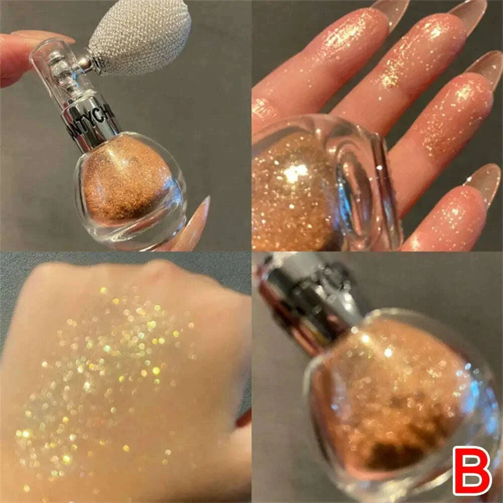 Glitter High Gloss Body Diamond Shimmering Spray Powder Highlight Powder Makeup for Facial and Body Skin Hair Clothes Cosmetics