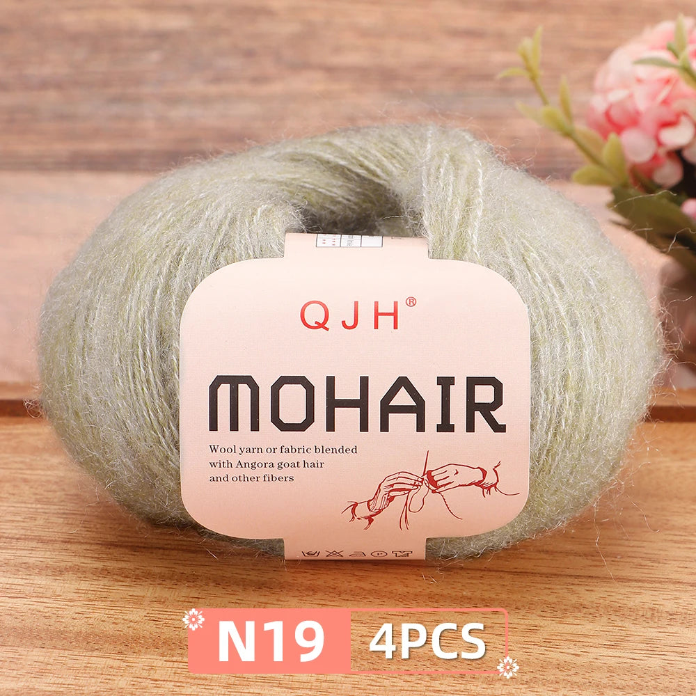 4PCS Multi Color Luxury Mohair Yarn for DIY Knitting & Crochet - Weave Scarves, Shawls,Sweaters,Hats,Shoes...