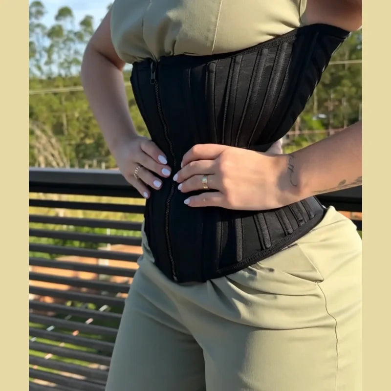 Women's Waist Trainer Corset With Belt - Zipper Closure & Hookeye Buckle Design, Posture & Tummy Control Slimming Belt...