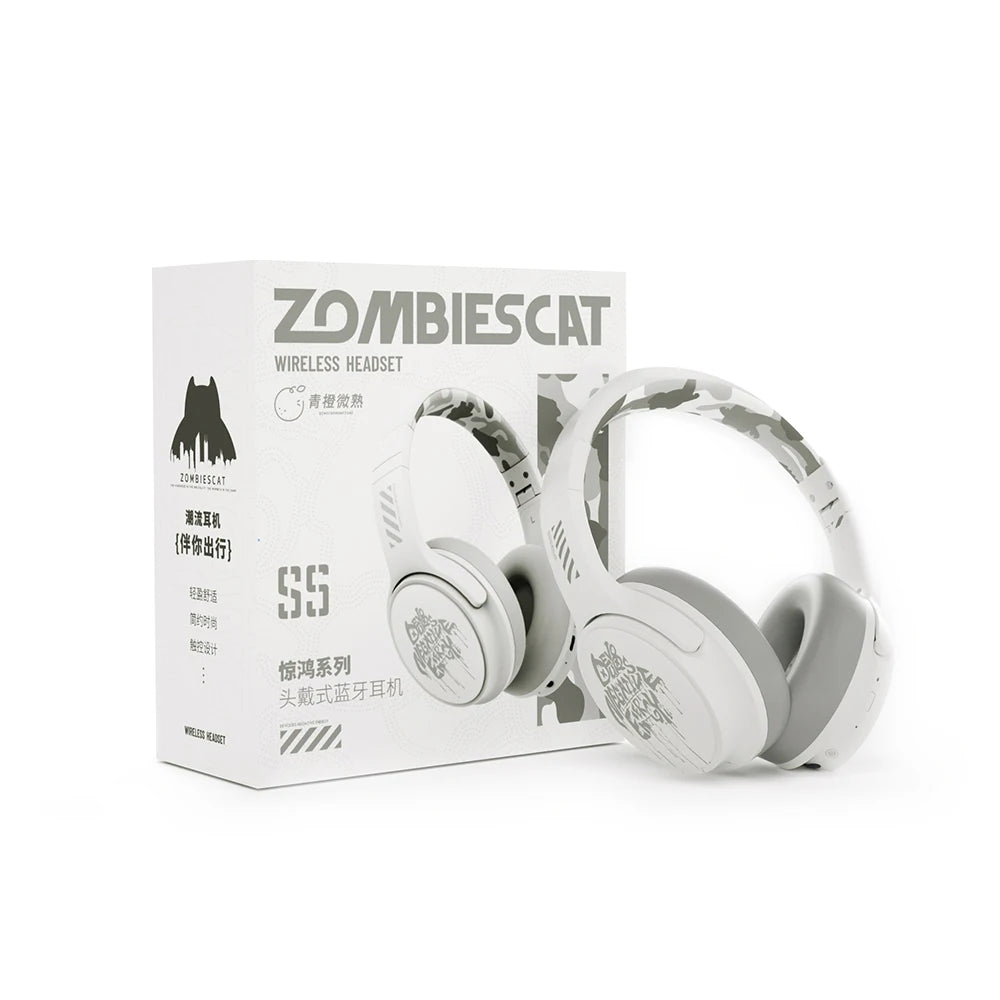 Zombie Cat S5 Bluetooth Headphone Touch Control Wireless Earphones ENC Noise Canceling Foldable Over Ear Headset Dual Connection