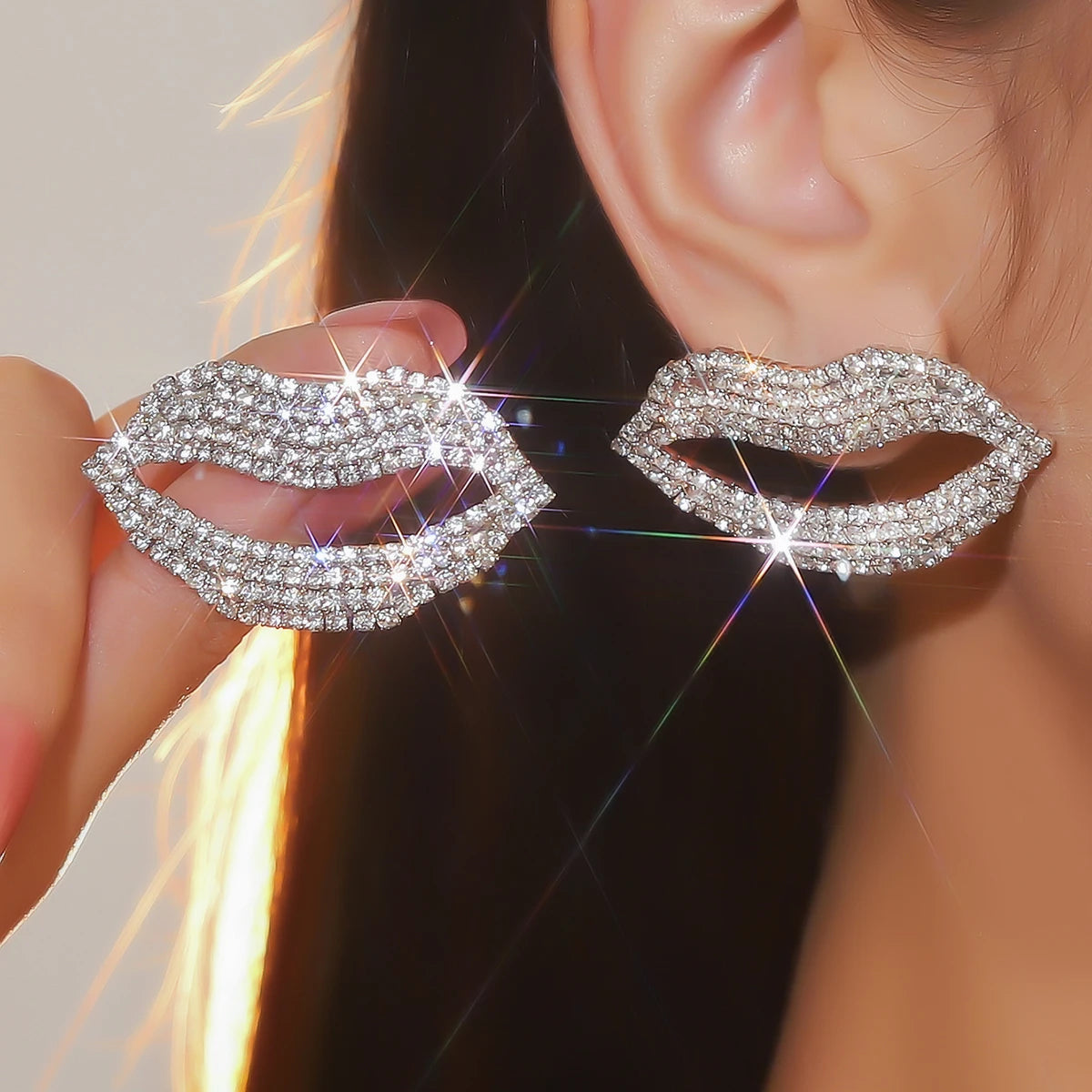 Silver Rhinestones Earrings for Women Sparkly Long Linear Dangle Earrings Dangle Tassels Statement Earrings Bridal Wedding