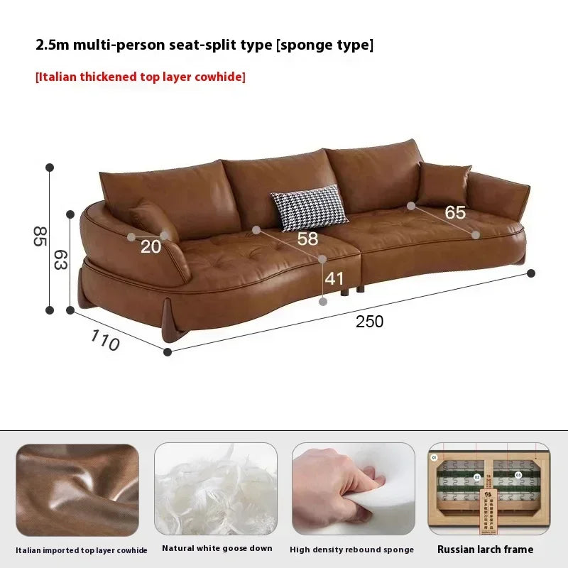 Wood Brown European Sofas Waterproof Armrest Luxury Floor Lounges Couch Puffs Nordic Designer Divani 2 Posti Unique Furniture - Kimlud