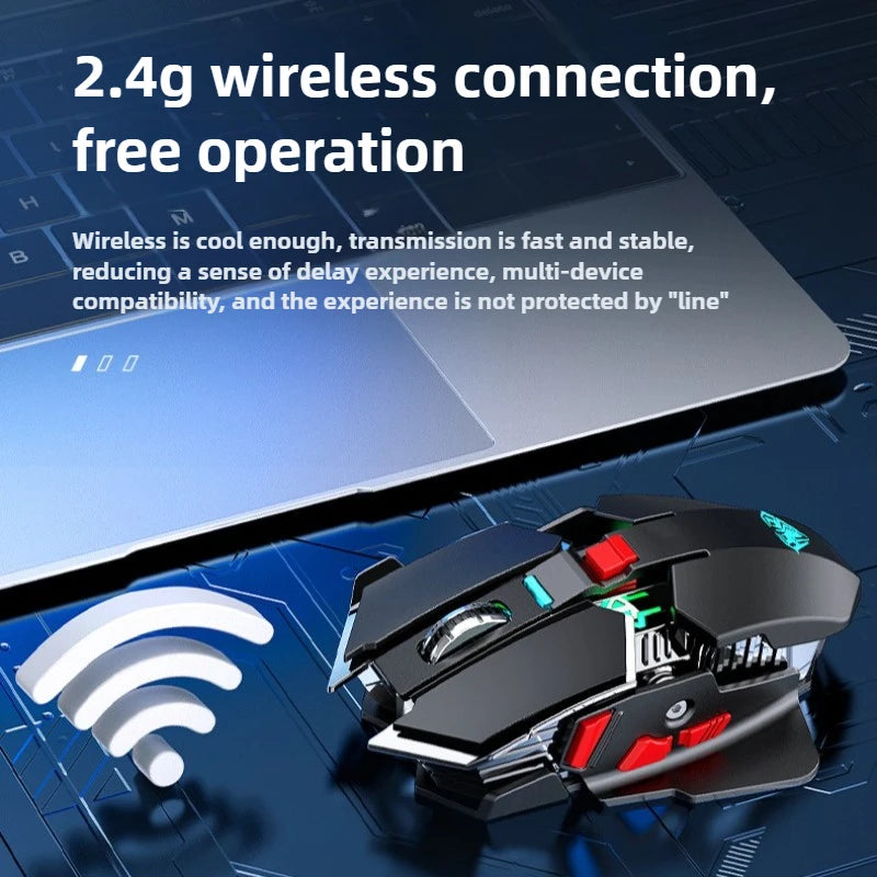 2025 New SC300 Wireless 2.4G Gaming Mouse RGB 3200dpi Rechargeable Silent Mechanical E-sports Mouse for Desktop Computer Laptop