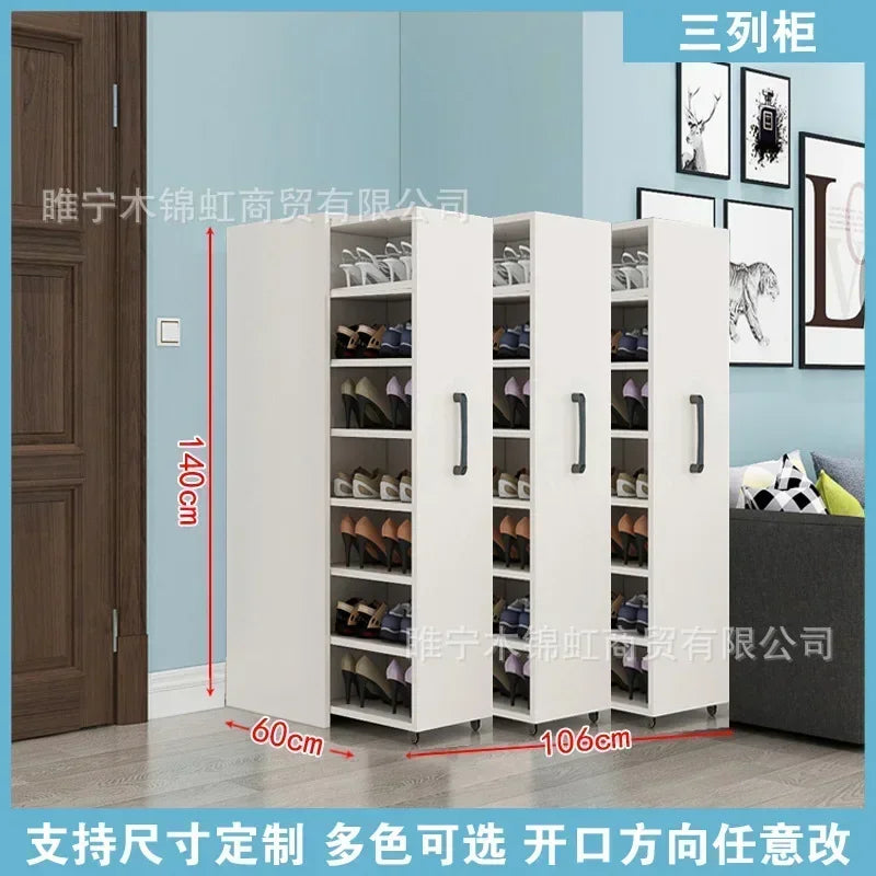 Sliding dustproof shoe cabinet, large capacity wheeled side pull shoe rack storage drawer type seam storage cabinet at...