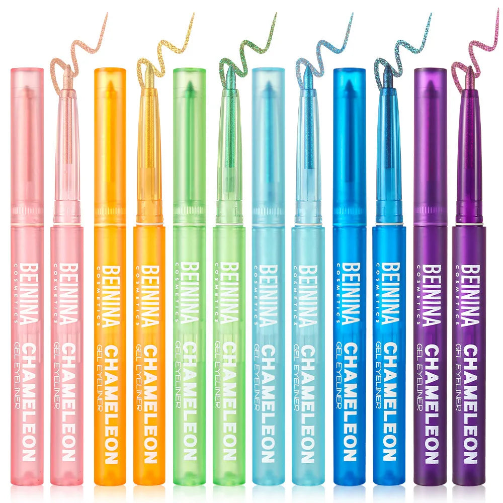 Shiny Chameleon Metallic Blue Eyeliner Gel Pen Eyeshadow Multicolor Eye Liner Pearlescent Polarized Glitter Eyes Pigment...