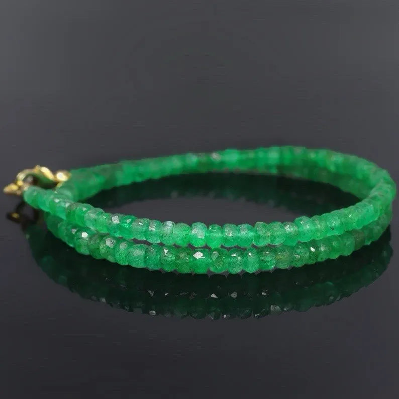 Natural Emerald Necklace 2-4mm Round Faceted Beryl Beads 20 Inch Handmade Strand | Kimlud Mid Range Jewelry