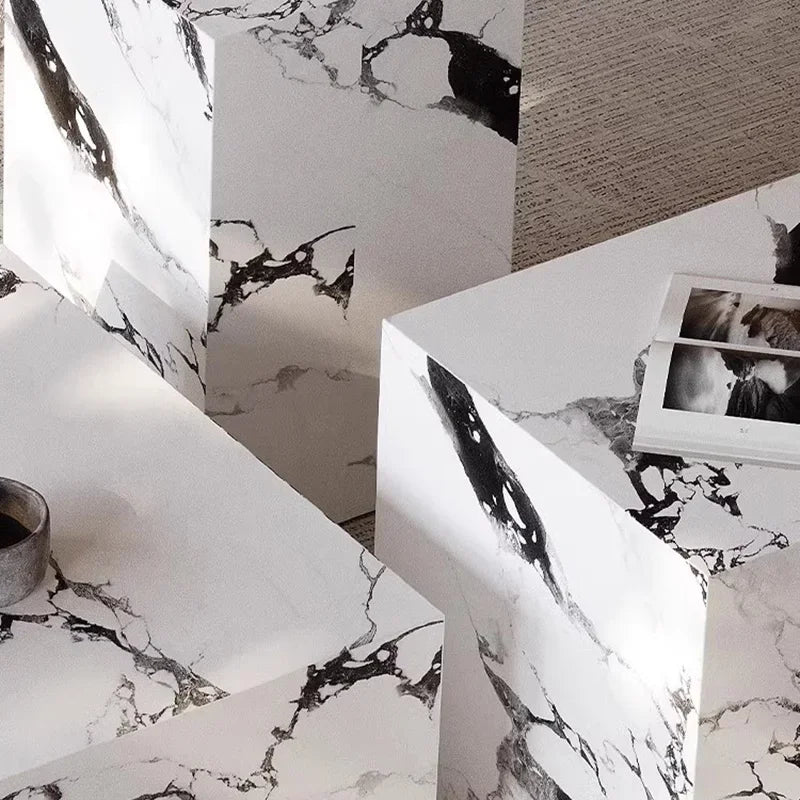 Bedroom Marble Table Luxury White Unique Minimalist Sofa Side Table Square Aesthetic Mesas De Centro Para Sala Room Furniture - Kimlud